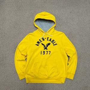 American Eagle Yellow Eagle Logo Graphic Hoodie Classic Fit Large